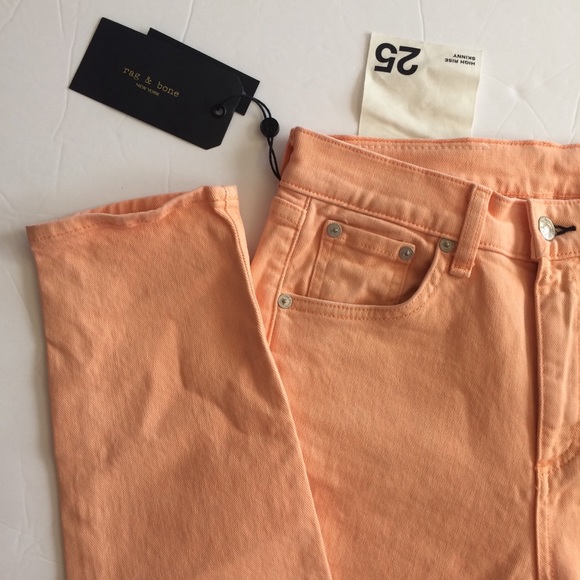 Rag & Bone High Rise Skinny Jeans salmon color - Picture 3 of 8